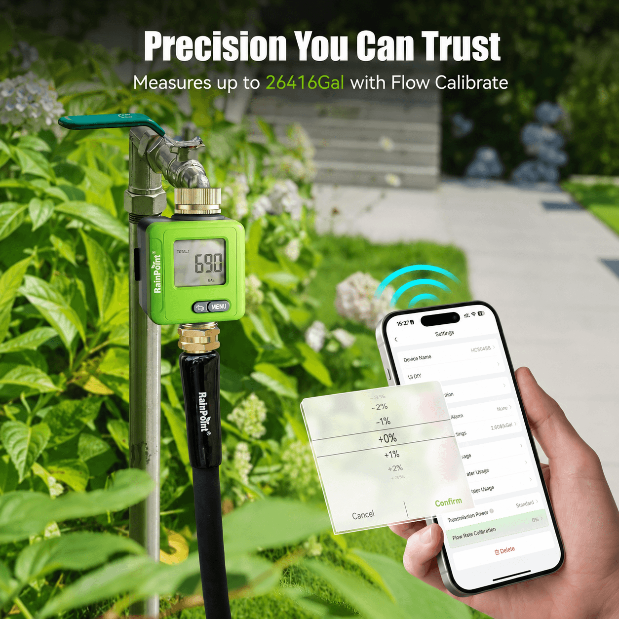 RainPoint Smart Water Flow Meter with Bluetooth App Control