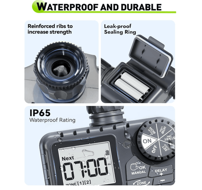 RAINPOINT Irrigation Computer with 2 Independently Controlled Outputs, Easy & Quick Automatic/Manual Irrigation Control