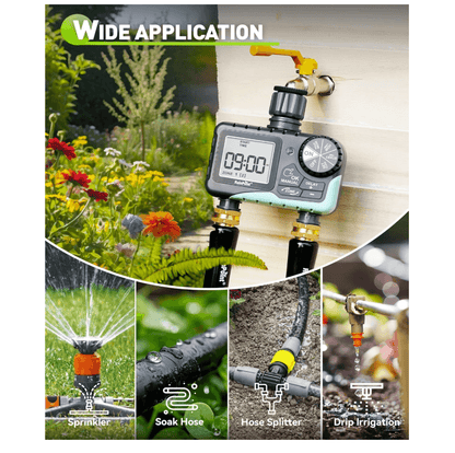 RAINPOINT Irrigation Computer with 2 Independently Controlled Outputs, Easy & Quick Automatic/Manual Irrigation Control
