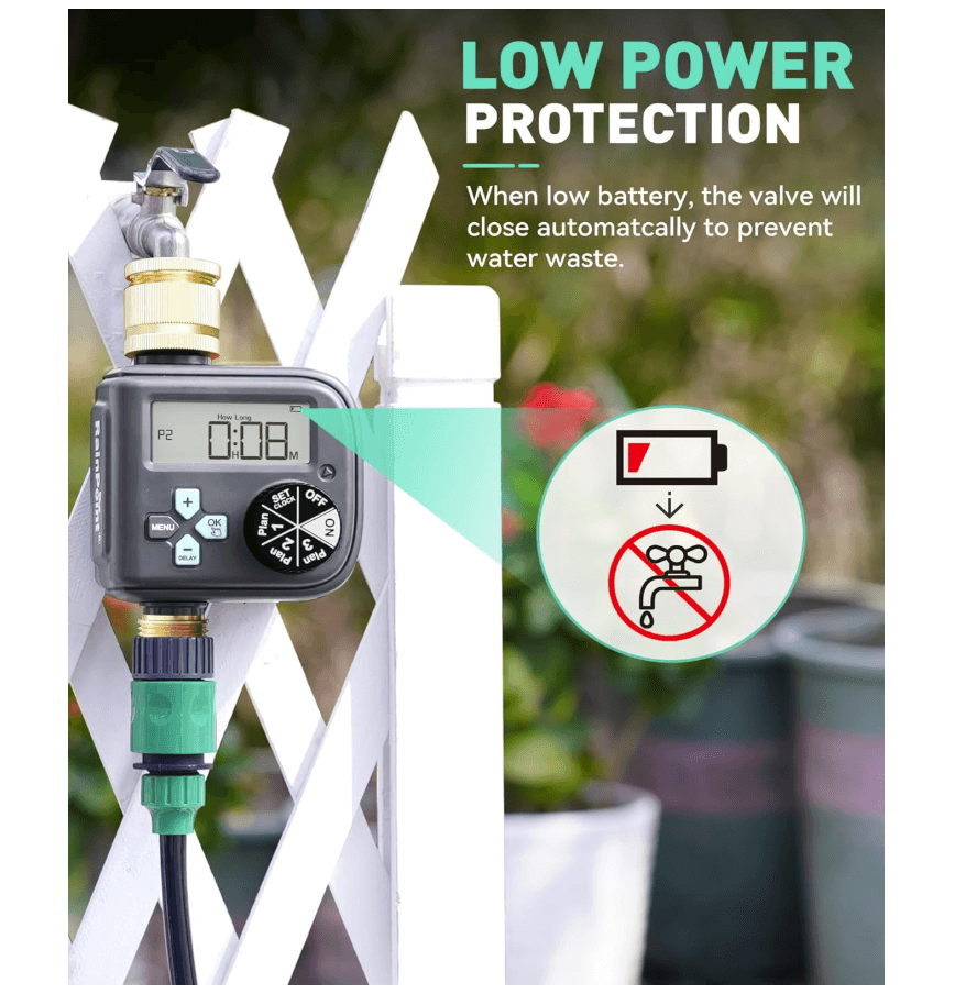 RAINPOINT Irrigation Computer with Brass Inlet and Outlet,Water Timer with 3 Schedules