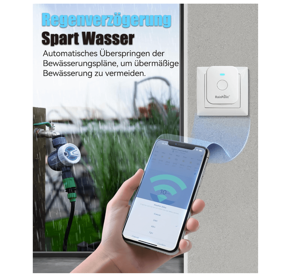 RAINPOINT Irrigation Computer, WiFi, Automatic Watering with Cycle Soak Mode