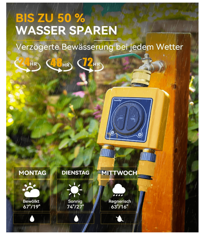 RAINPOINT Irrigation Computer WLAN 2 Outputs with Brass Inlet and Outlet, (Timer Only)