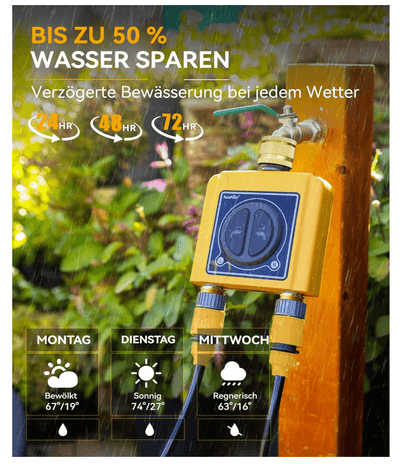RAINPOINT Irrigation Computer WLAN 2 Outputs with Brass Inlet and Outlet, (Timer Only)