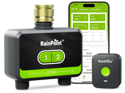 RAINPOINT Irrigation Computer WLAN 2 Outputs, Brass Inlet