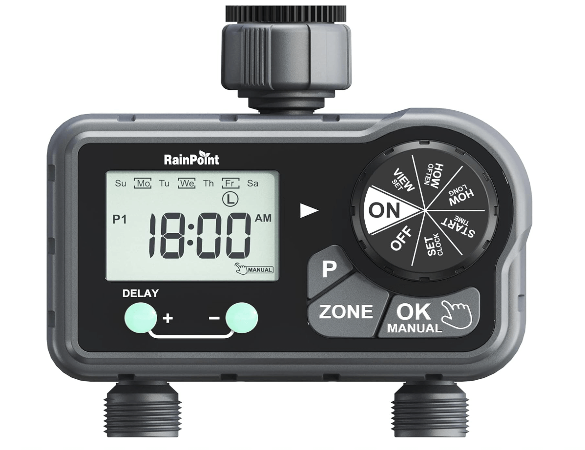 RAINPOINT Irrigation Computer 2 Outputs, Automatic Watering Programmable Watering Timer