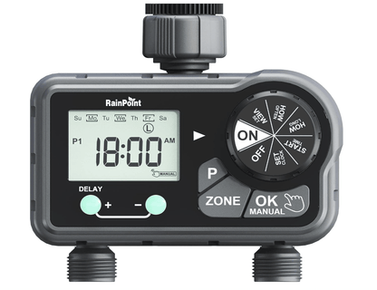 RAINPOINT Irrigation Computer 2 Outputs, Automatic Watering Programmable Watering Timer