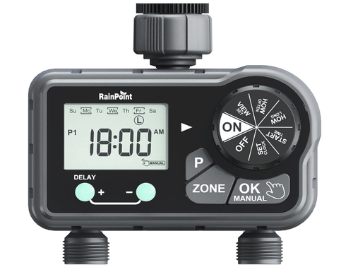 RAINPOINT Irrigation Computer 2 Outputs, Automatic Watering Programmable Watering Timer