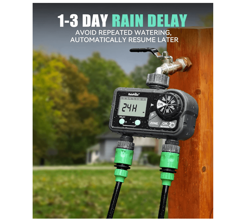 RAINPOINT Irrigation Computer 2 Outputs, Automatic Watering Programmable Watering Timer