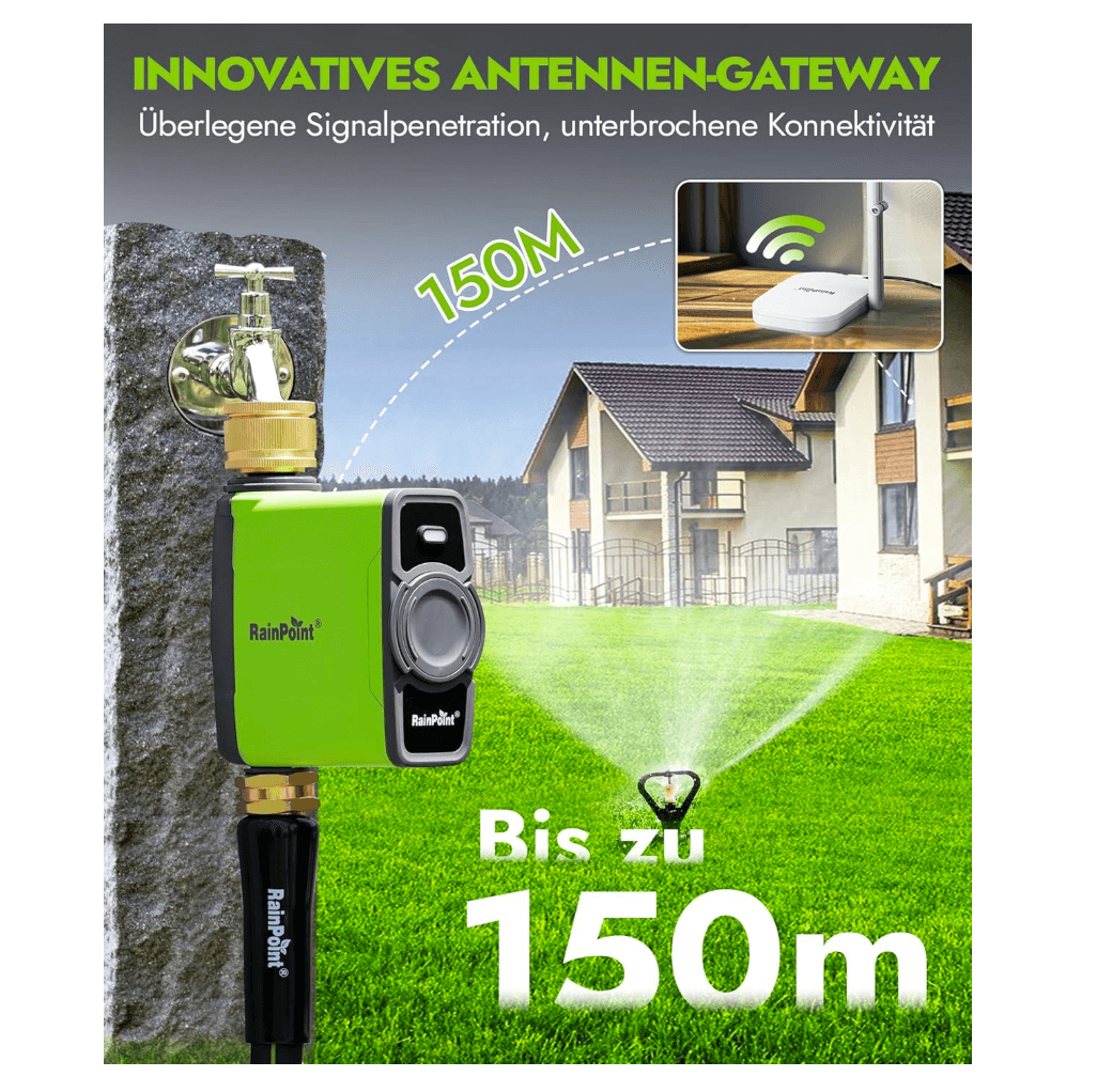 RAINPOINT Irrigation Computer 1-Zone Smart Sprinkler Timer +  Antenna Gateway for Garden