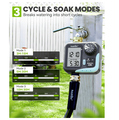 RAINPOINT Sprinkler Timer for Garden Hose - Hose Timer with Cycle & Soak, Brass Inlet