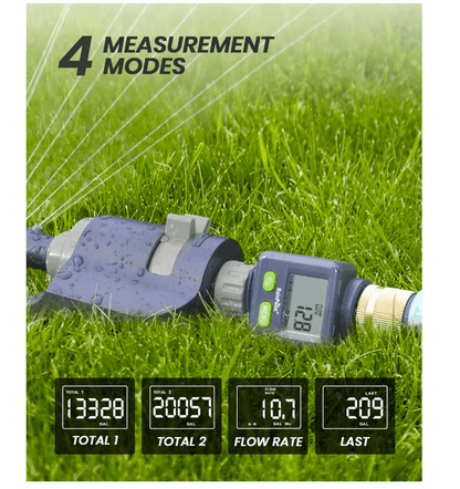 Rainpoint Water Flow Meter with Brass Inlet,Garden Hose, Sprinkler & Nozzle Sprayer