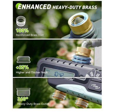 RAINPOINT 3 Zone Water Timer with Brass Inlet & Outlet