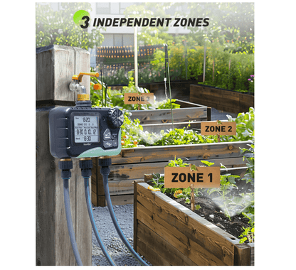 RAINPOINT 3 Zone Water Timer with Brass Inlet & Outlet