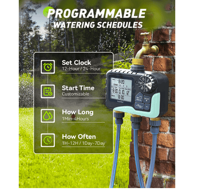 RAINPOINT 3 Zone Water Timer with Brass Inlet & Outlet