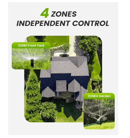 RAINPOINT Battery Operated Sprinkler Controller - Indoor & Outdoor 4 Zone Smart Irrigation Controller