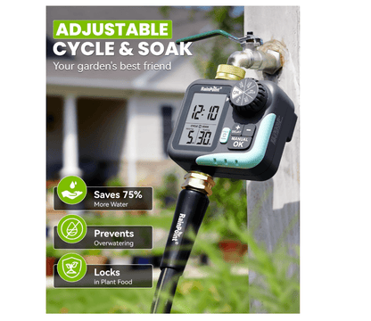 RAINPOINT Sprinkler Timer for Garden Hose - Hose Timer with Cycle & Soak, Brass Inlet & Outlet