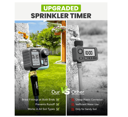 RAINPOINT Sprinkler Timer for Garden Hose - Hose Timer with Cycle & Soak, Brass Inlet & Outlet