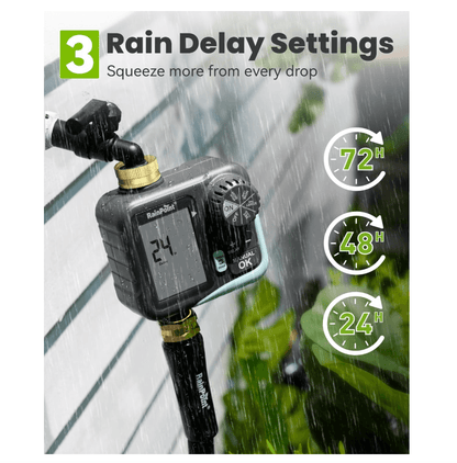 RAINPOINT Sprinkler Timer for Garden Hose - Hose Timer with Cycle & Soak, Brass Inlet & Outlet