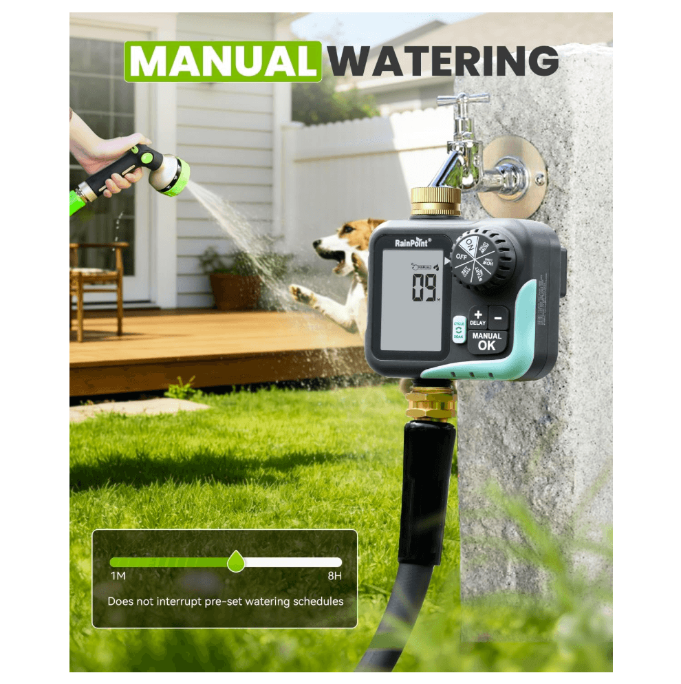 RAINPOINT Sprinkler Timer for Garden Hose - Hose Timer with Cycle & Soak, Brass Inlet & Outlet