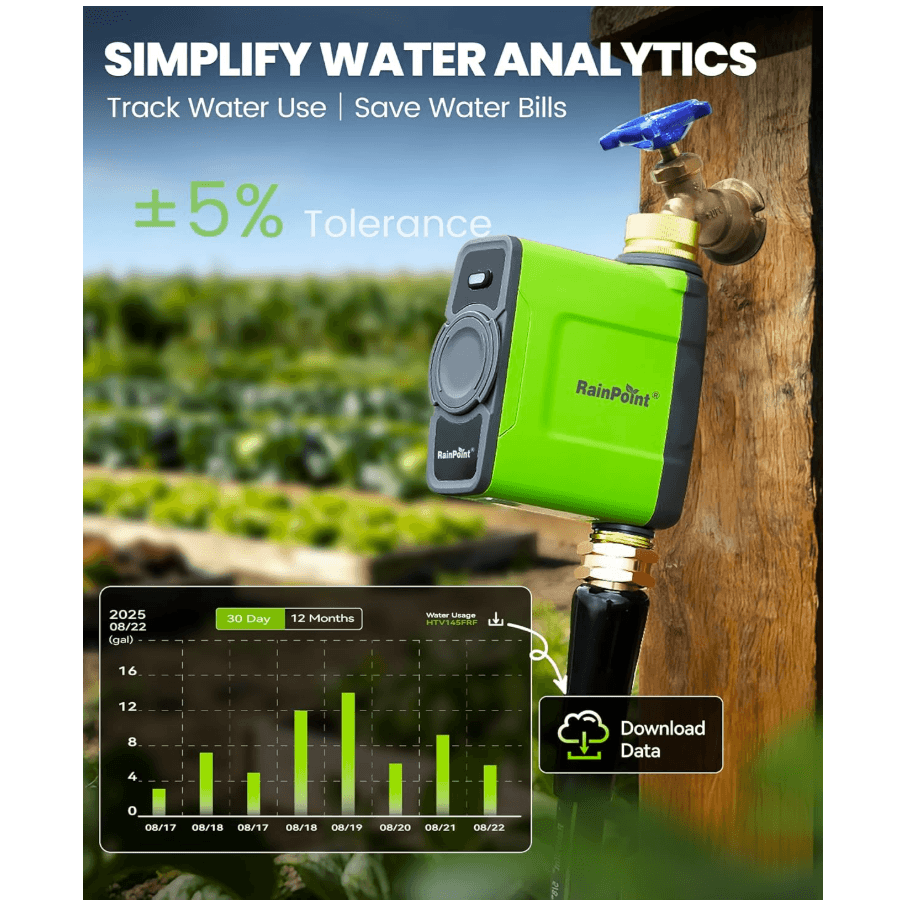 RAINPOINT WiFi Water Timer for Garden Hose (Brass Inlet & Outlet, No Gateway)