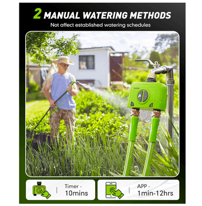 RAINPOINT 2 Zone WiFi Water Timer for Garden Hose(Brass Inlet & Outlet, No Gateway)