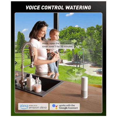 RAINPOINT 2 Zone WiFi Water Timer for Garden Hose(Brass Inlet & Outlet, No Gateway)