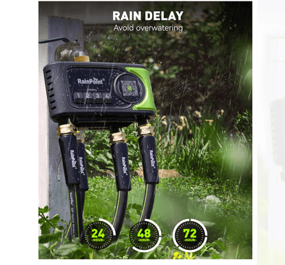 RAINPOINT 4-Zone Smart Water Timer with Brass Inlet&Outlet for Automatic Watering System Without Hub