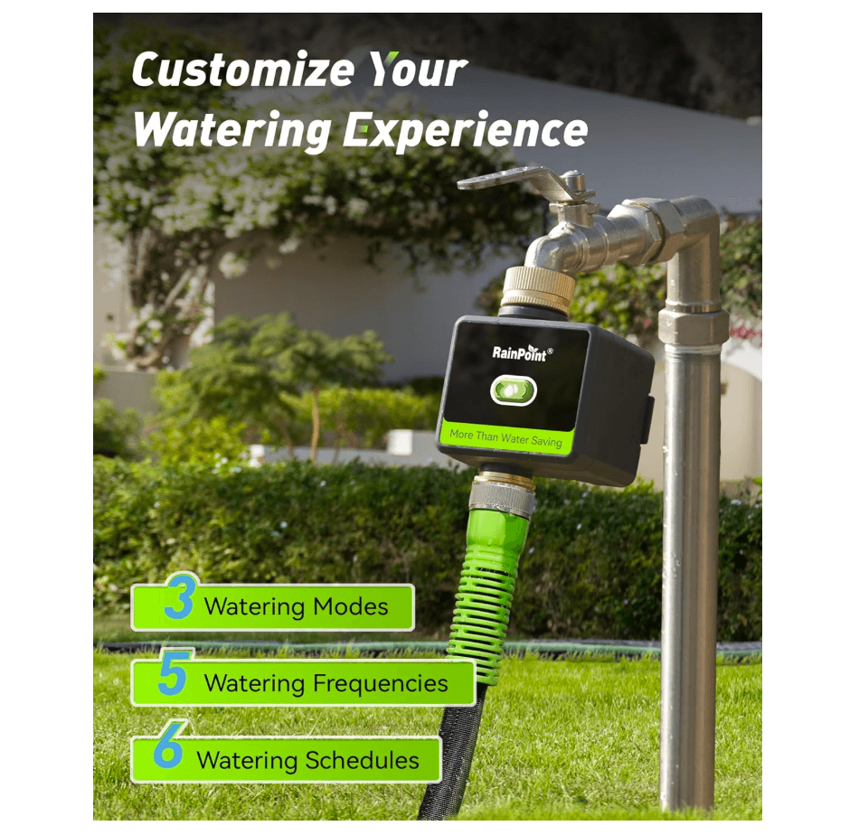 RAINPOINT WiFi Water Hose Timer with Brass Inlet & Outlet