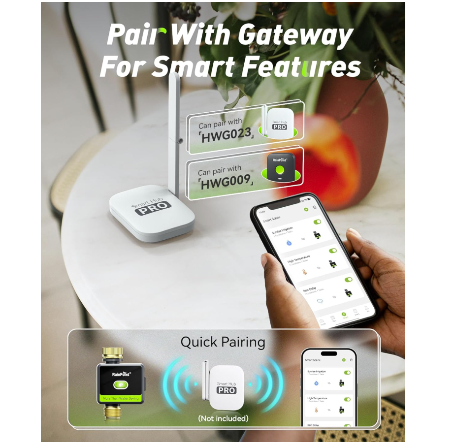 RAINPOINT Bluetooth Water Timer with Brass Inlet & Outlet (Not Include Gateway)