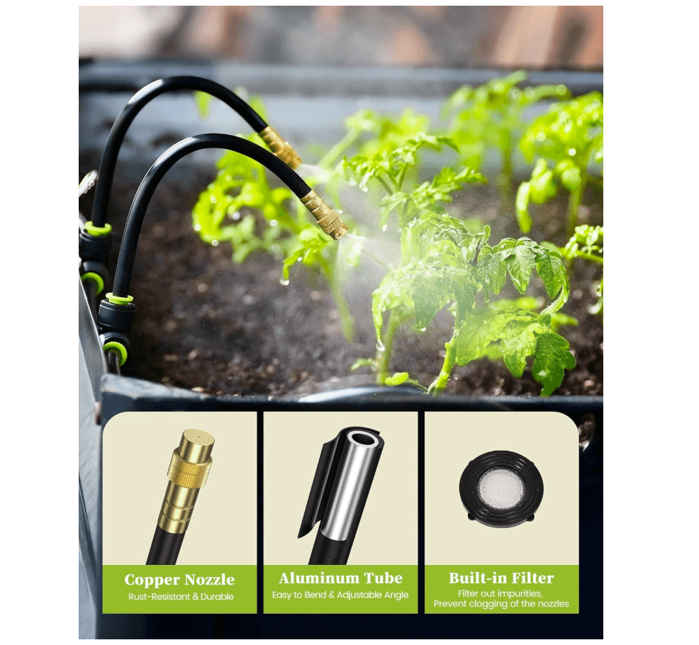 RAINPOINT Quick-Connect Drip Irrigation System – Garden Watering Kit with Adjustable Emitters