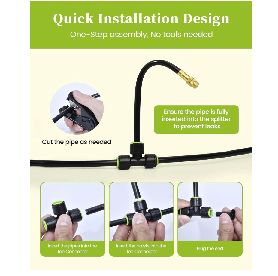 RAINPOINT Quick-Connect Drip Irrigation System – Garden Watering Kit with Adjustable Emitters