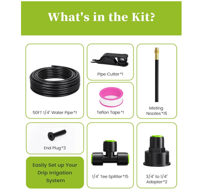RAINPOINT Quick-Connect Drip Irrigation System – Garden Watering Kit with Adjustable Emitters