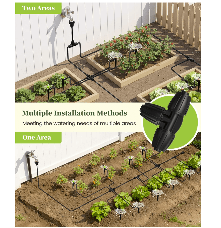 RAINPOINT Drip Irrigation System, Quick-Connect Garden Watering System Kit(25 ft Main Tubing + 50 ft Irrigation Tubing)