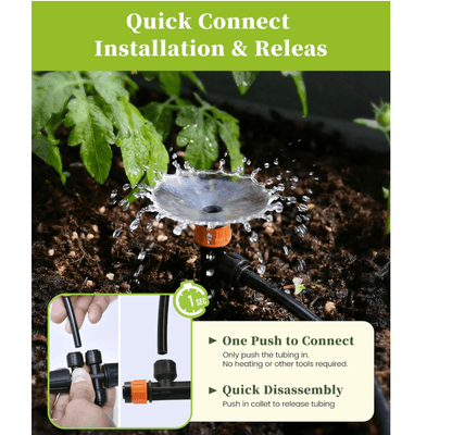 RAINPOINT Drip Irrigation System, Quick-Connect Garden Watering System Kit(25 ft Main Tubing + 50 ft Irrigation Tubing)