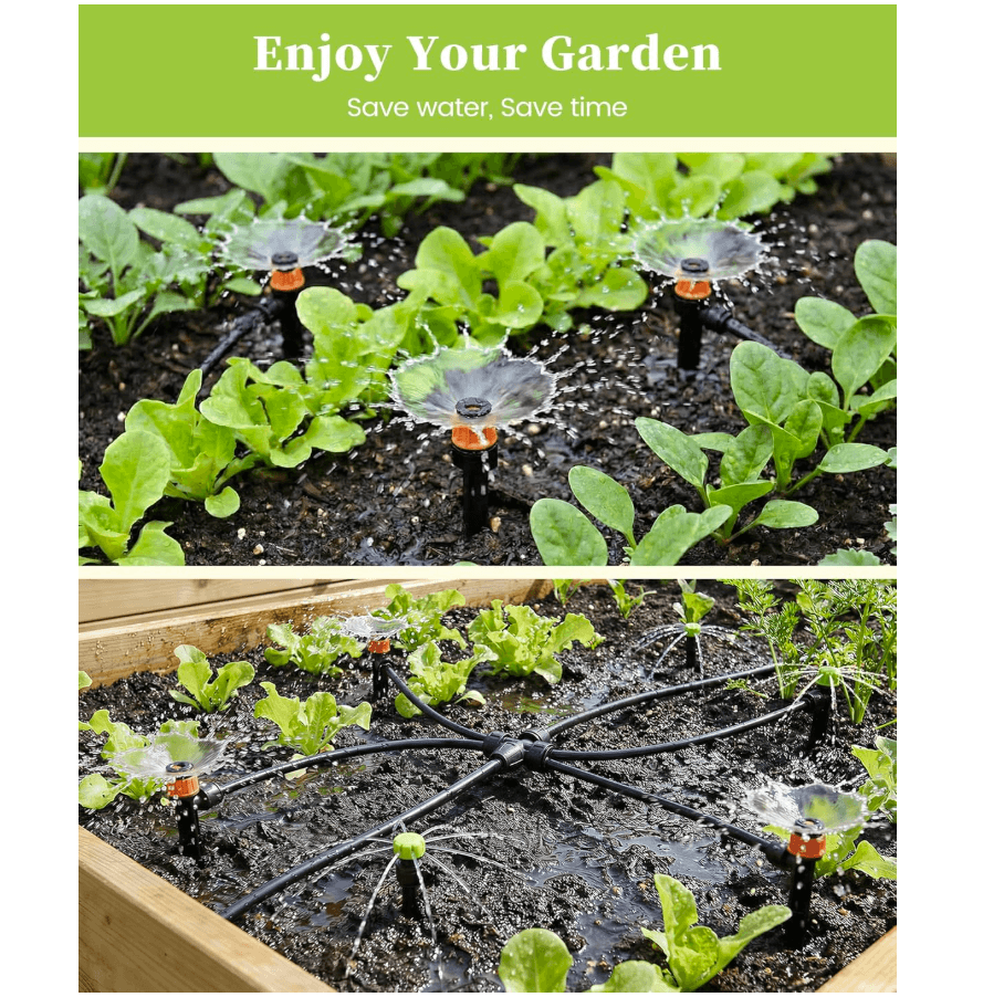 RAINPOINT Drip Irrigation System, Quick-Connect Garden Watering System Kit(25 ft Main Tubing + 50 ft Irrigation Tubing)