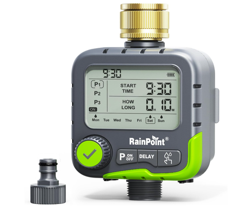 RAINPOINT 1-Zone Water Timer – Programmable, Rain Delay, IP65 Waterproof