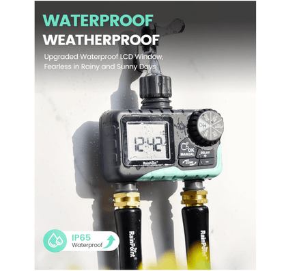 RainPoint 2 Outlet Digital Hose Timer for Automatic Garden Watering
