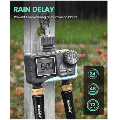 RainPoint 2 Outlet Digital Hose Timer for Automatic Garden Watering